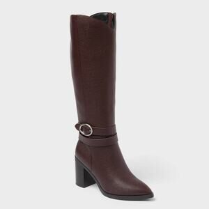 A New Day Rhonda Burgundy Heeled Boots Size 7